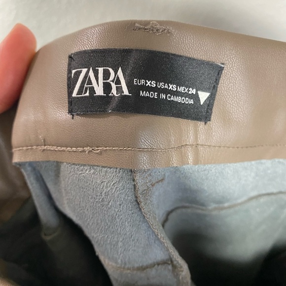 Zara Faux Leather High Waisted Leggings Taupe size XS - Picture 11 of 12